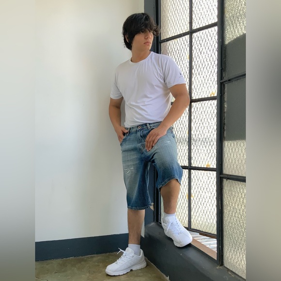 Men's Azzure Mid Blue Sandblast Denim Shorts NWT